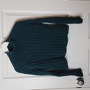 American Eagle Outfitters Hunter Green Mock Neck Open Knit Sweater, Women's XS